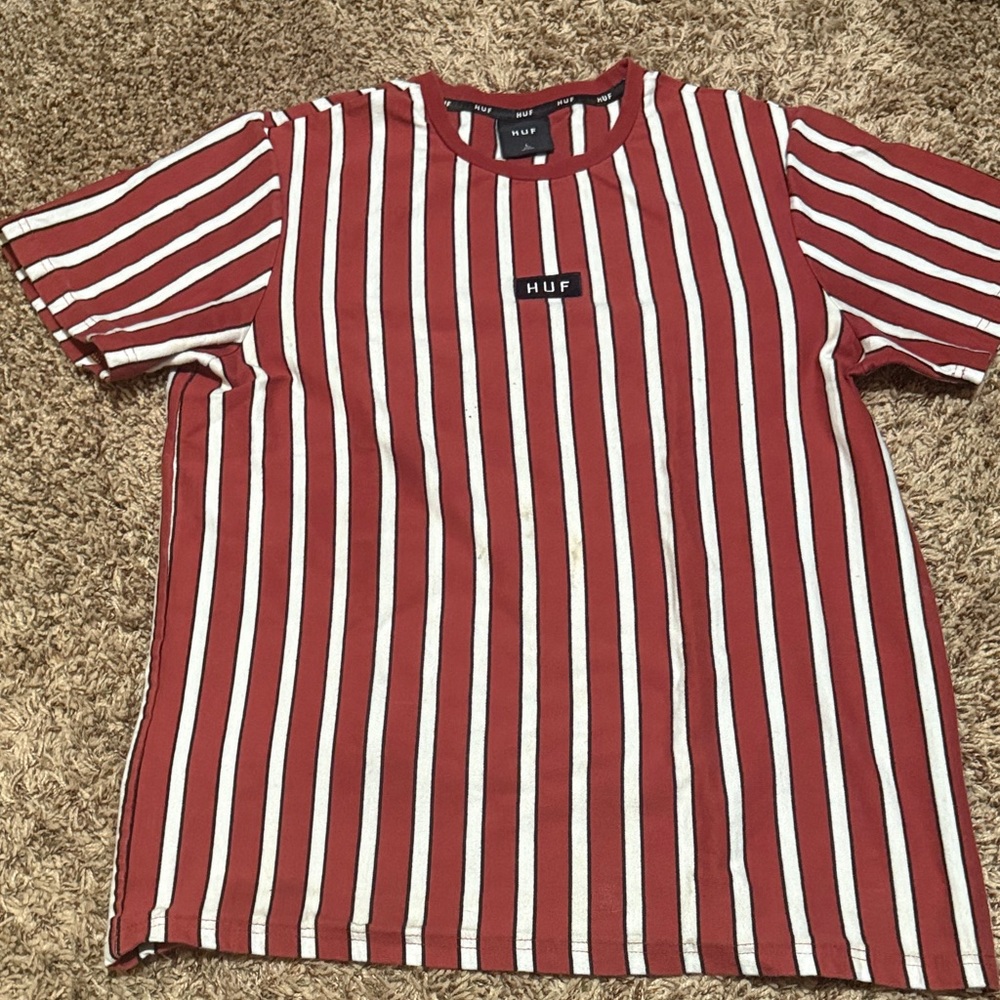HUF Red and White Striped Kids Tee